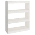 Miniatyrbilde 1 av 11: vidaXL Bokhylle/romdeler hvit 80x30x103,5 cm heltre furu