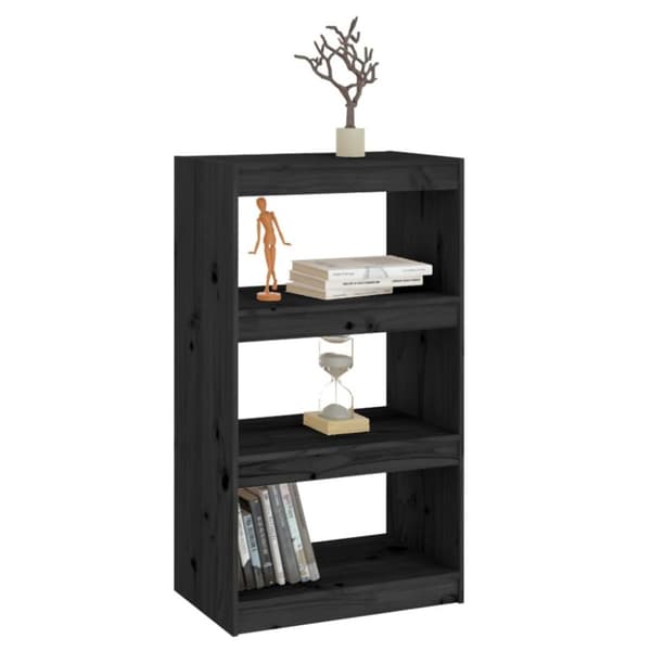 vidaXL bogreol/rumdeler 60x30x103,5 cm massivt fyrretræ sort