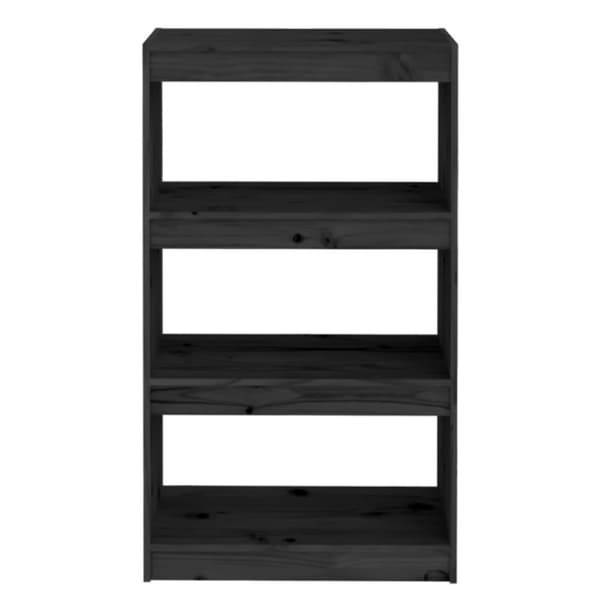vidaXL bogreol/rumdeler 60x30x103,5 cm massivt fyrretræ sort