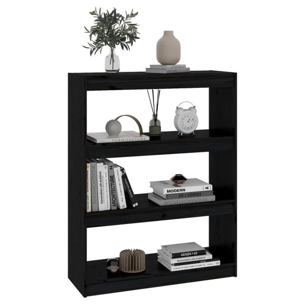 vidaXL bogreol/rumdeler 80x30x103,5cm massivt fyrretræ sort