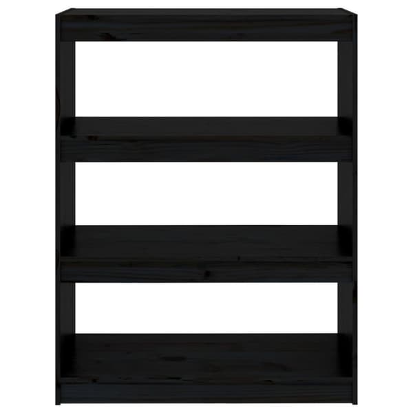 vidaXL bogreol/rumdeler 80x30x103,5cm massivt fyrretræ sort