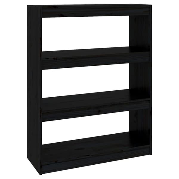 vidaXL bogreol/rumdeler 80x30x103,5cm massivt fyrretræ sort