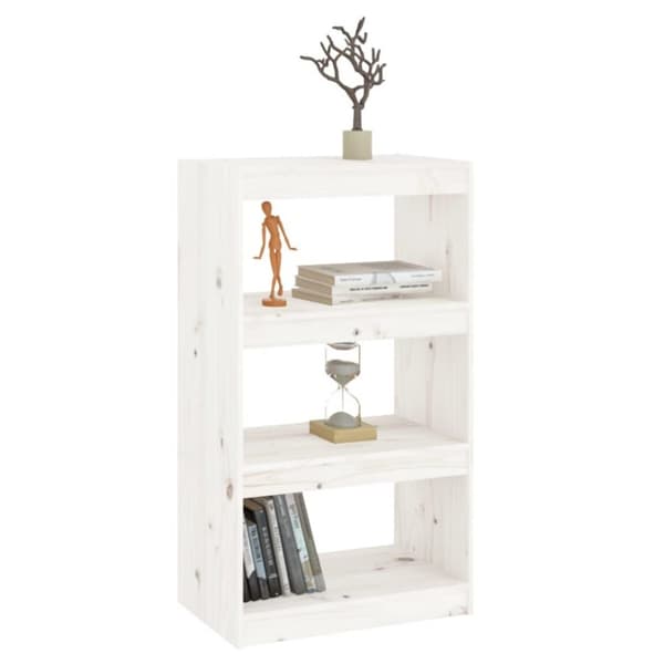 vidaXL Bokhylle/romdeler hvit 60x30x103,5 cm heltre furu