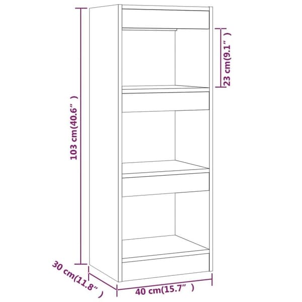 vidaXL bogreol/rumdeler 40x30x103 cm spånplade brun egetræsfarve