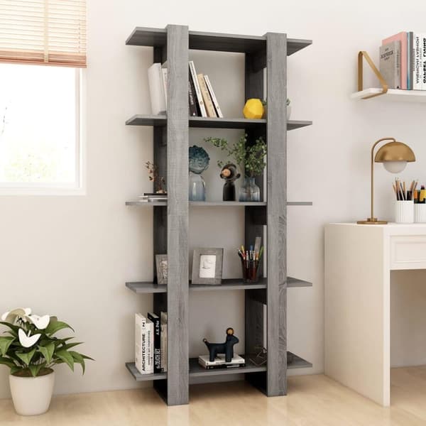 vidaXL bogreol/rumdeler 80x30x160 cm spånplade grå sonoma-eg