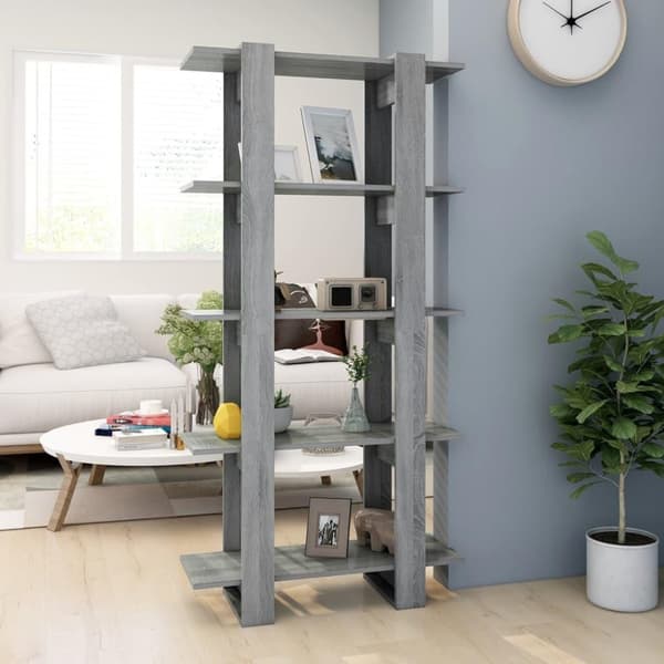 vidaXL bogreol/rumdeler 80x30x160 cm spånplade grå sonoma-eg