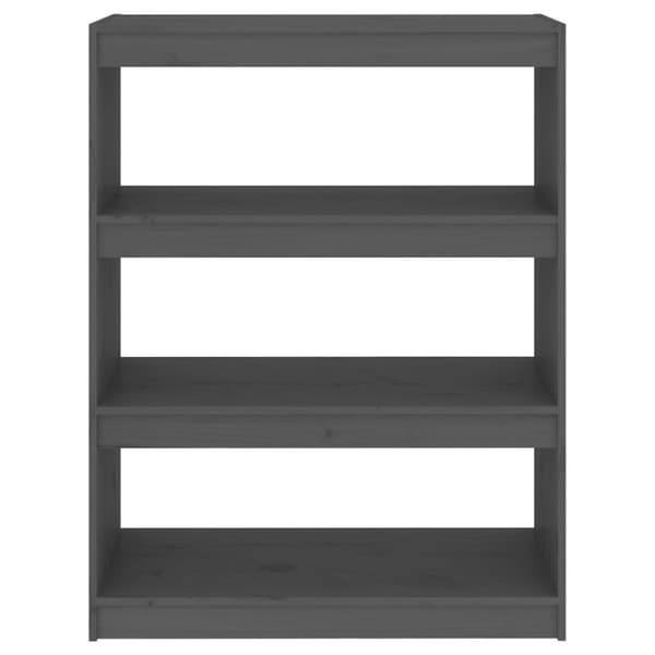 vidaXL bogreol/rumdeler 80x30x103,5 cm massivt fyrretræ grå