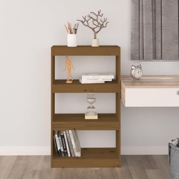 vidaXL bogreol/rumdeler 60x30x103,5 cm fyrretræ gylden brun