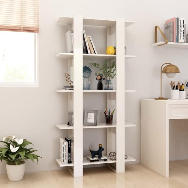 vidaXL bogskab/rumdeler 80x30x160 cm spånplade hvid højglans