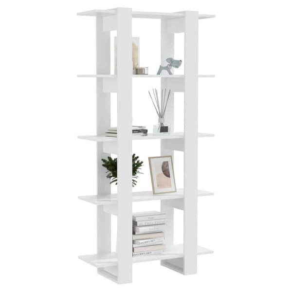 vidaXL bogskab/rumdeler 80x30x160  cm spånplade hvid højglans