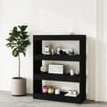 Miniatyrbillede 3 af 10: vidaXL bogreol/rumdeler 80x30x103 cm konstrueret træ sort