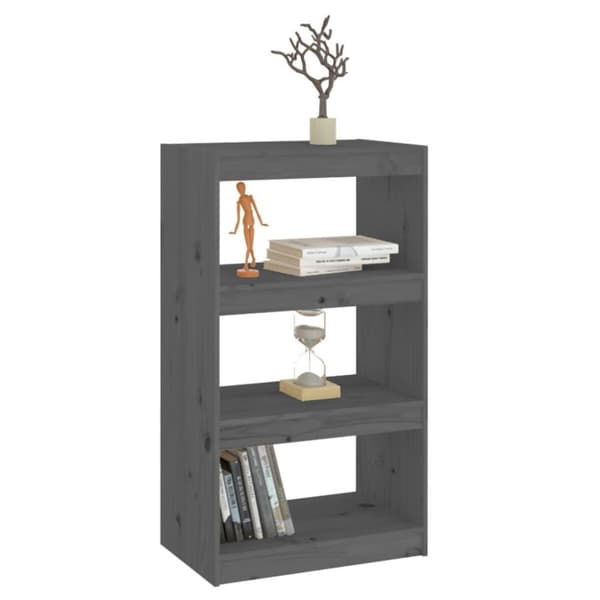 vidaXL Bokhylla/rumsavdelare grå 60x30x103,5 cm massiv furu