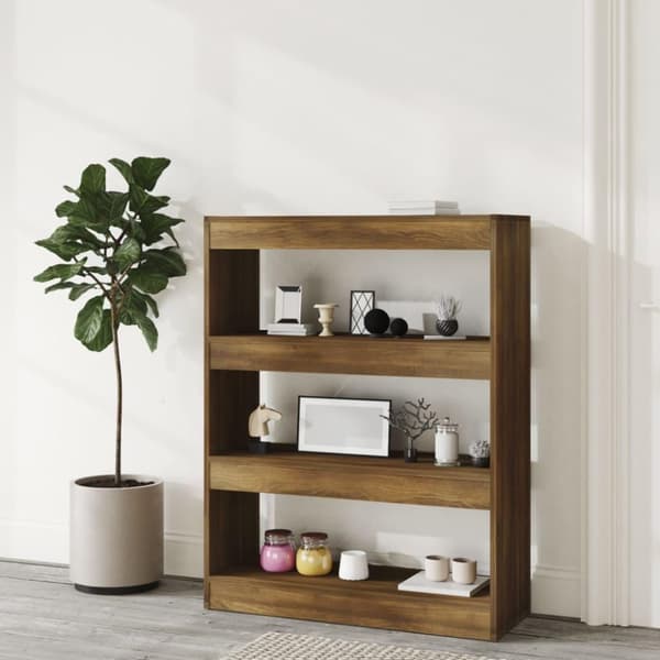 vidaXL bogreol/rumdeler 80x30x103 cm konstrueret træ brun eg