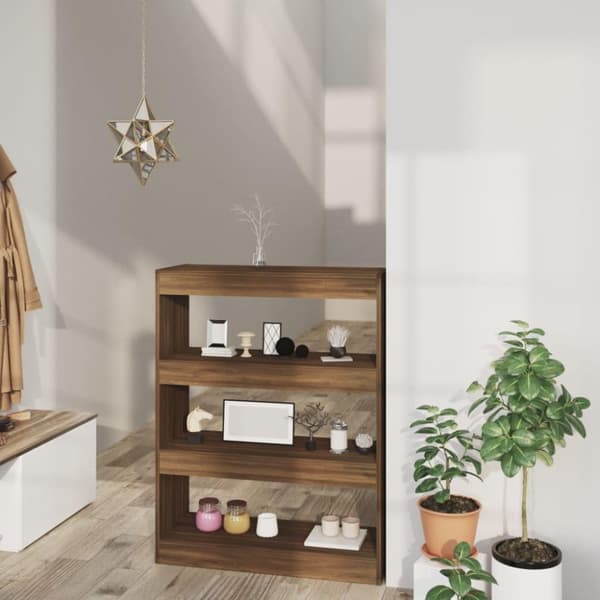 vidaXL bogreol/rumdeler 80x30x103 cm konstrueret træ brun eg