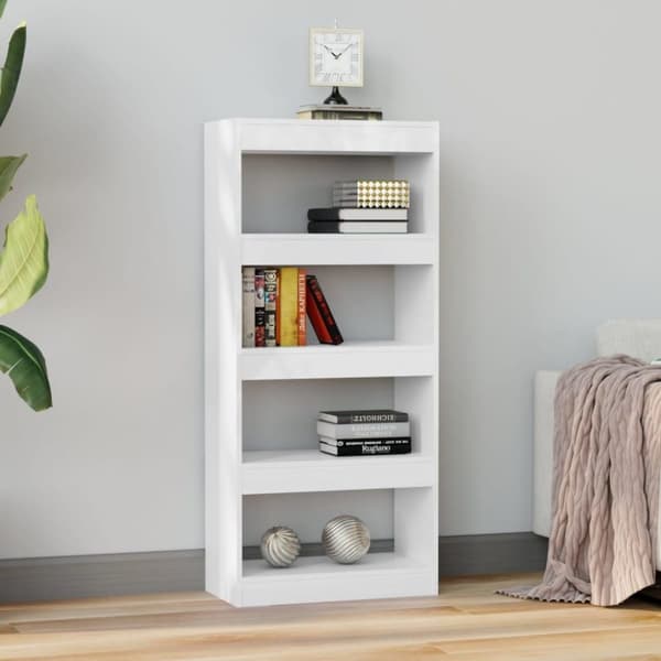 vidaXL bogreol/rumdeler 60x30x135 cm konstrueret træ hvid højglans