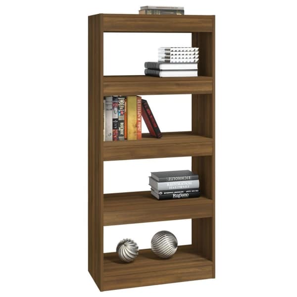 vidaXL bogreol/rumdeler 60x30x135 cm konstrueret træ brun eg