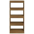Miniatyrbillede 5 af 10: vidaXL bogreol/rumdeler 60x30x135 cm konstrueret træ brun eg