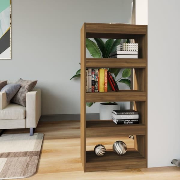 vidaXL bogreol/rumdeler 60x30x135 cm konstrueret træ brun eg