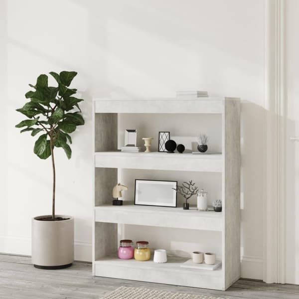 vidaXL bogreol/rumdeler 80x30x103 cm konstrueret træ betongrå