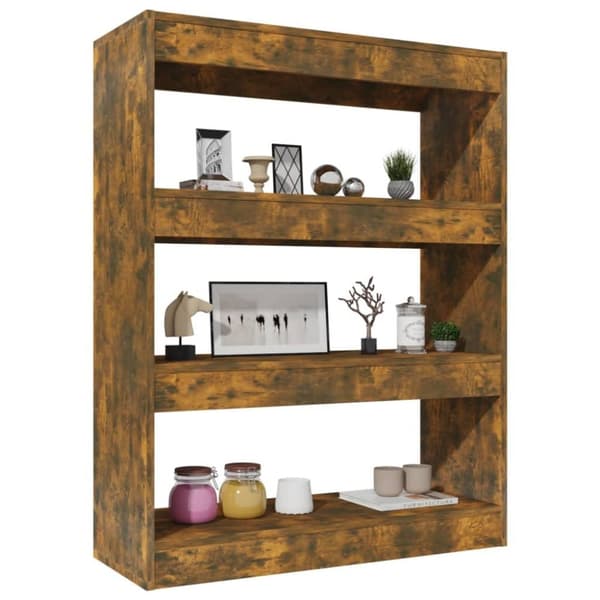 vidaXL bogreol/rumdeler 80x30x103 cm konstrueret træ røget egetræ
