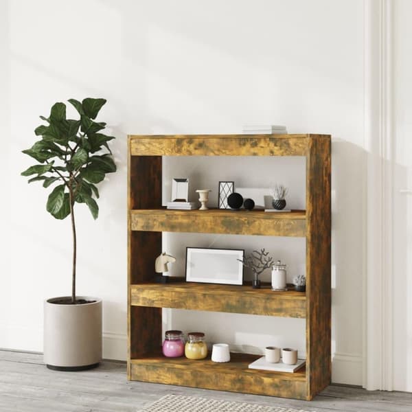 vidaXL bogreol/rumdeler 80x30x103 cm konstrueret træ røget egetræ