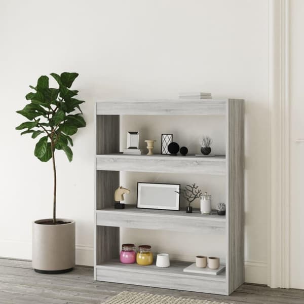 vidaXL bogreol/rumdeler 80x30x103 cm konstrueret træ grå sonoma-eg