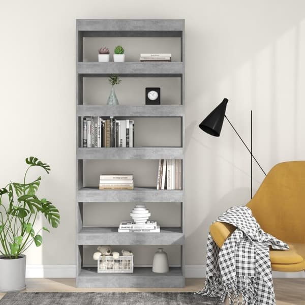vidaXL Kirjahylly/tilanjakaja betoninharmaa 80x30x198 cm lastulevy