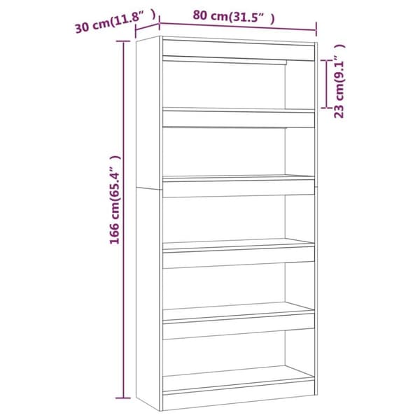 vidaXL bogreol/rumdeler 80x30x166 cm spånplade hvid højglans