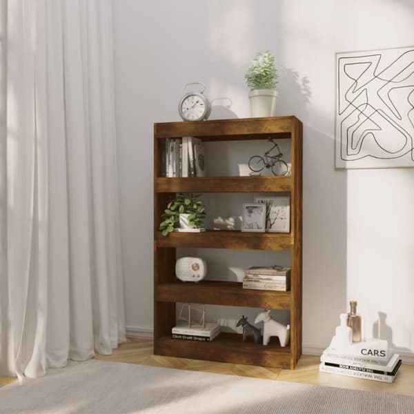 vidaXL bogreol/rumdeler 80x30x135 cm spånplade røget egetræsfarve