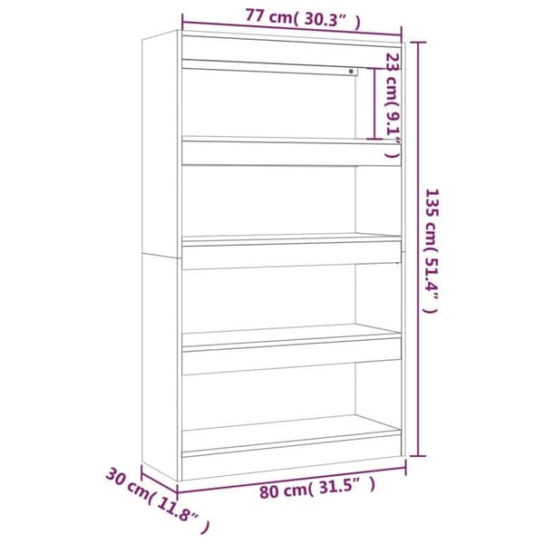 vidaXL bogreol/rumdeler 80x30x135 cm spånplade grå sonoma-eg