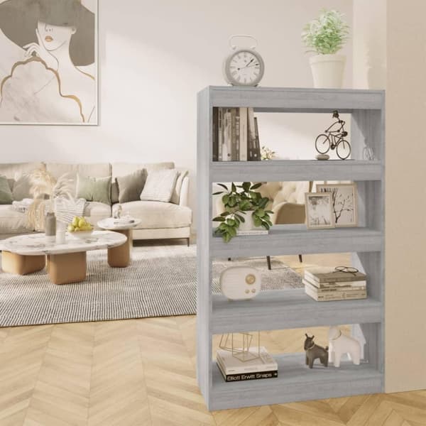 vidaXL bogreol/rumdeler 80x30x135 cm spånplade grå sonoma-eg
