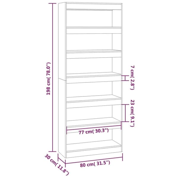 vidaXL bogreol/rumdeler 80x30x198 cm spånplade sonoma-eg