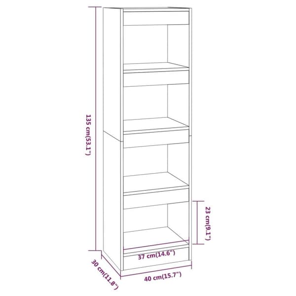 vidaXL bogreol/rumdeler 40x30x135 cm brun egetræ