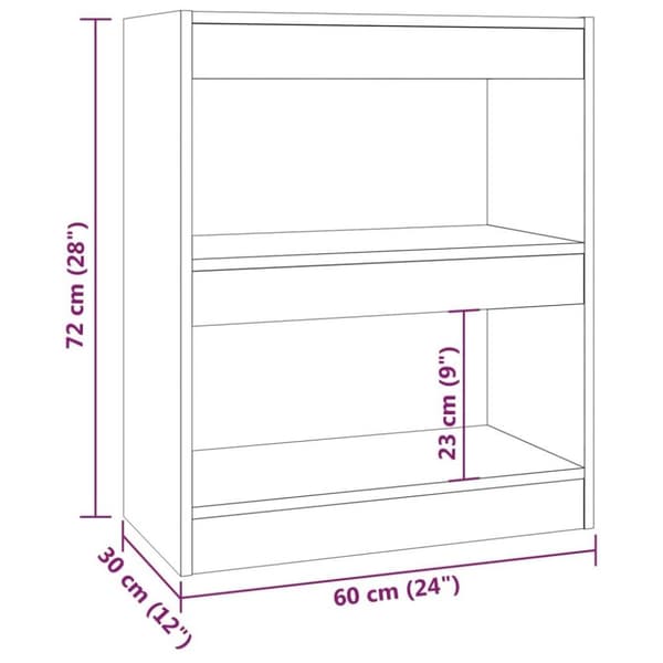 vidaXL bogreol/rumdeler 60x30x72 cm grå sonoma-eg