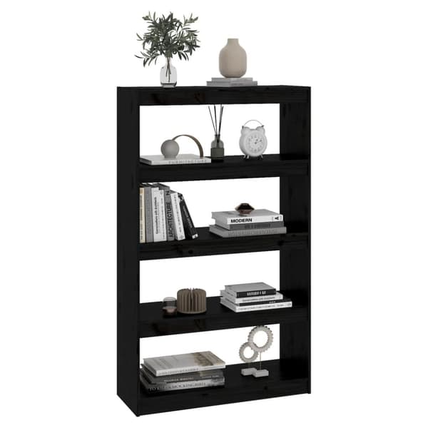 vidaXL bogreol/rumdeler 80x30x135,5cm massivt fyrretræ sort