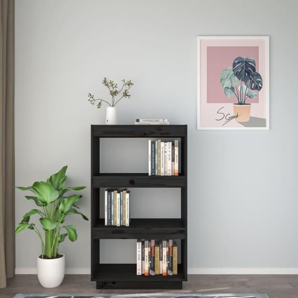 vidaXL Bokhylle/romdeler svart 60x35x103 cm heltre furu