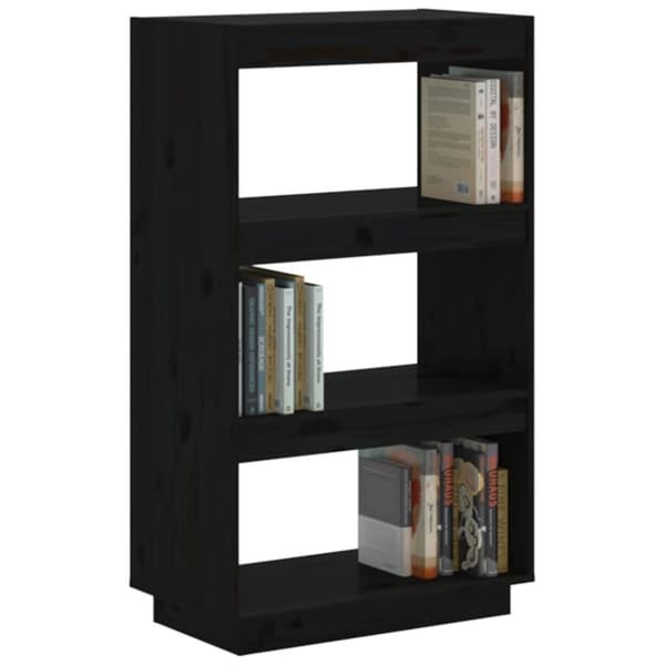 vidaXL Bokhylle/romdeler svart 60x35x103 cm heltre furu