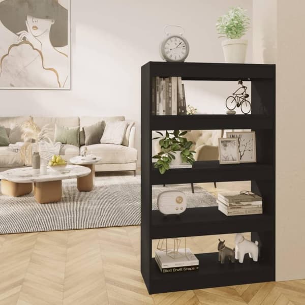 vidaXL bogreol/rumdeler 80x30x135 cm spånplade sort