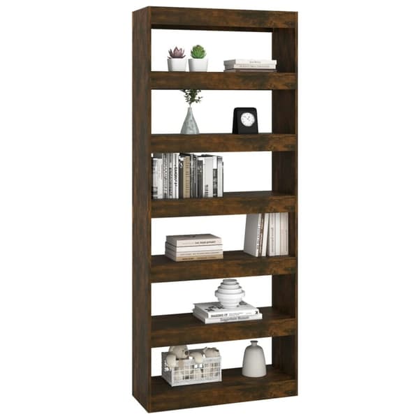 vidaXL bogreol/rumdeler 80x30x198 cm spånplade røget egetræsfarve