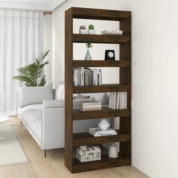 vidaXL bogreol/rumdeler 80x30x198 cm spånplade røget egetræsfarve