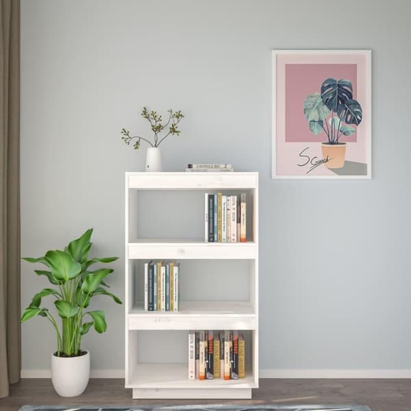 vidaXL bogreol/rumdeler 60x35x103 cm massivt fyrretræ hvid