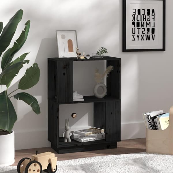 vidaXL bogreol/rumdeler 51x25x70 cm massivt fyrretræ sort