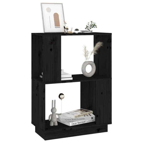 vidaXL bogreol/rumdeler 51x25x70 cm massivt fyrretræ sort