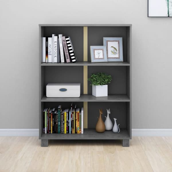 vidaXL bogskab HAMAR 85x35x112 cm massivt fyrretræ mørkegrå