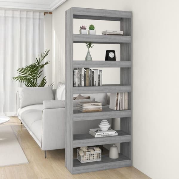 vidaXL bogreol/rumdeler 80x30x198 cm spånplade grå sonoma-eg