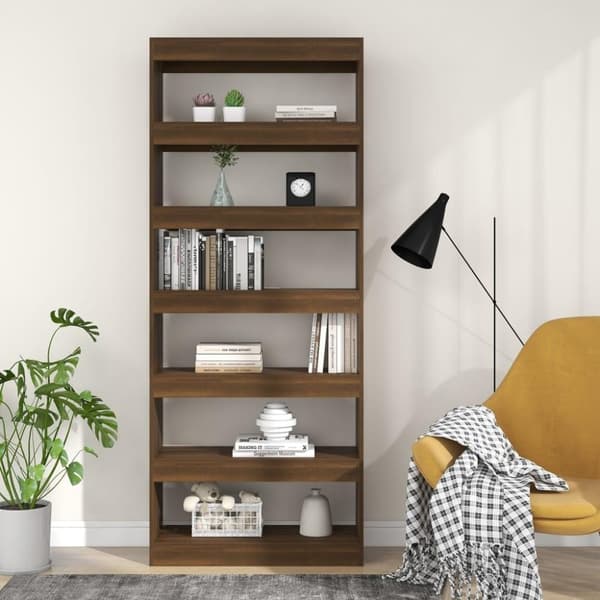 vidaXL bogreol/rumdeler 80x30x198 cm spånplade brun egetræsfarve