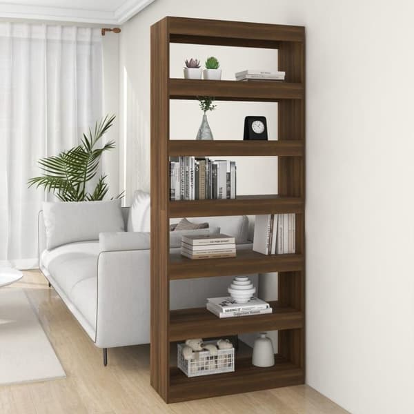vidaXL bogreol/rumdeler 80x30x198 cm spånplade brun egetræsfarve