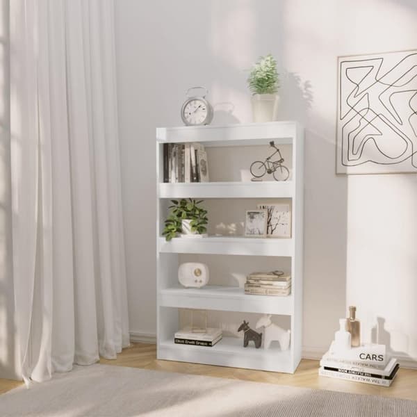 vidaXL bogreol/rumdeler 80x30x135 cm spånplade hvid højglans