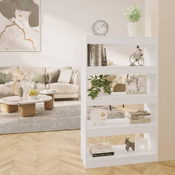 vidaXL bogreol/rumdeler 80x30x135 cm spånplade hvid højglans