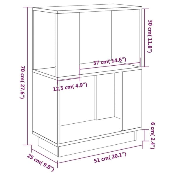 vidaXL bogreol/rumdeler 51x25x70 cm massivt fyrretræ